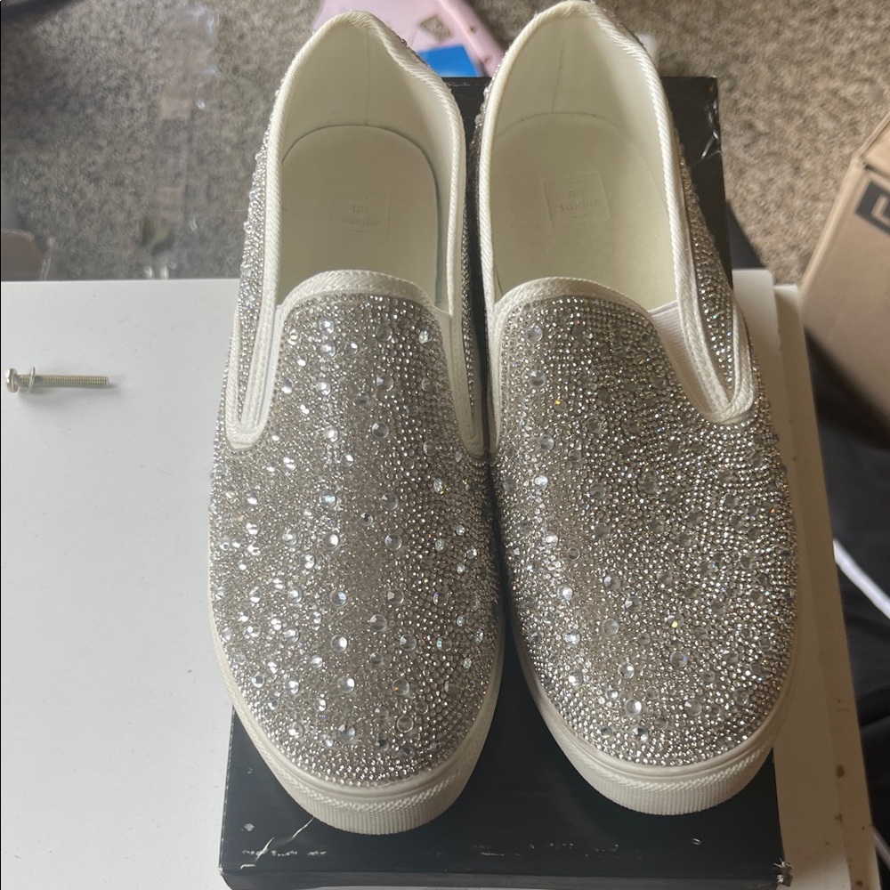 Elegant Silver Embellished Women's Sneakers